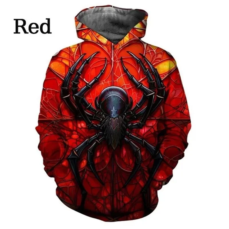 New Arrival 3D Print Spider Pattern Hoodies For Men Personality Casual Pullovers Sweatshirts Men's Hip Hop Streetwear Hoodie