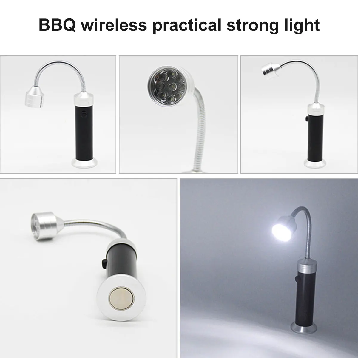 BBQ Grill Light 360 Degree Adjustable 9 LEDs Grill Lamp with Magnetic Base Flexible Neck Barbecue Light Outdoor Camping BBQ Tool