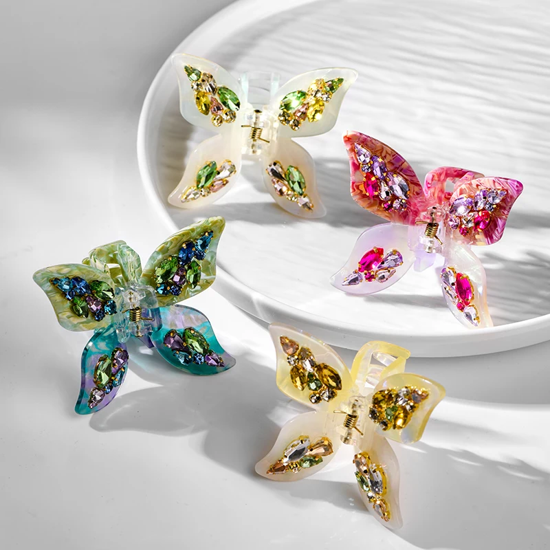 New Rhinestone Butterfly Hair Claw Clip Three-Dimensional Hair Clip Fashion Hair Clip Women Girls Hair Accessories