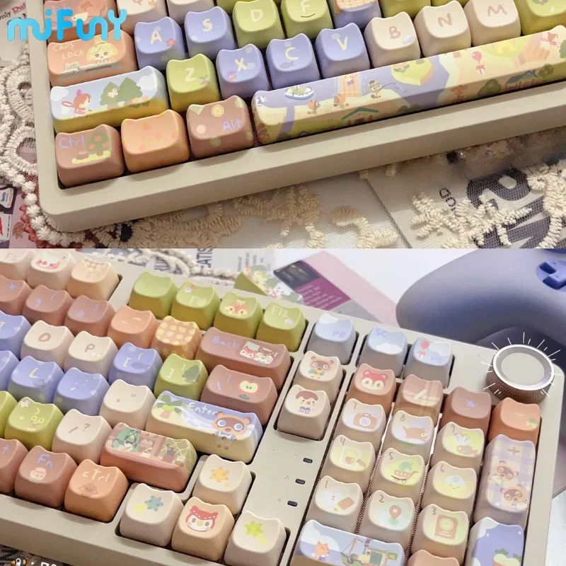 Imagem -06 - Custom Animal Forest Keycaps Mao Moa Perfil Keycap Bonito dos Desenhos Animados Anime Ponto Key Cap para Crush80 Wooting Teclado Mecânico