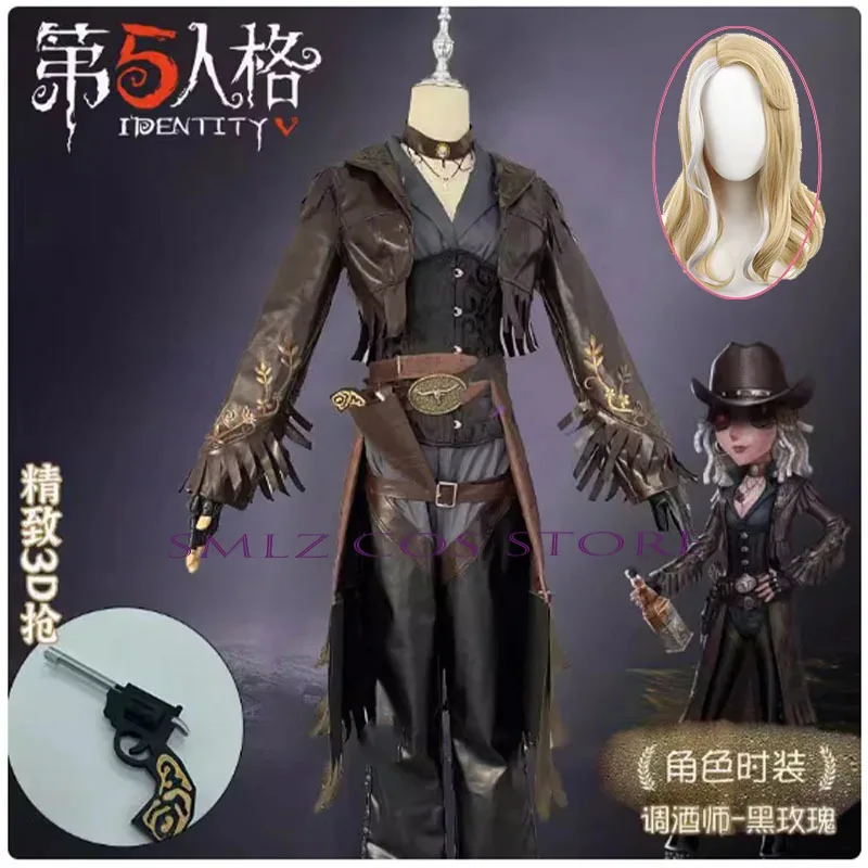 

Demi Bourbon Cosplay Game Identity V Costume Proofreader Barmaid Black Rose Uniform Halloween Party Play Role Clothing for Woman