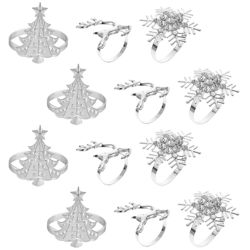 

12Pcs Christmas Deer Napkin Rings Elegant Xmas Table Decor Exquisite Design for Home Hotel Party Wedding Christmas Napkin Rings