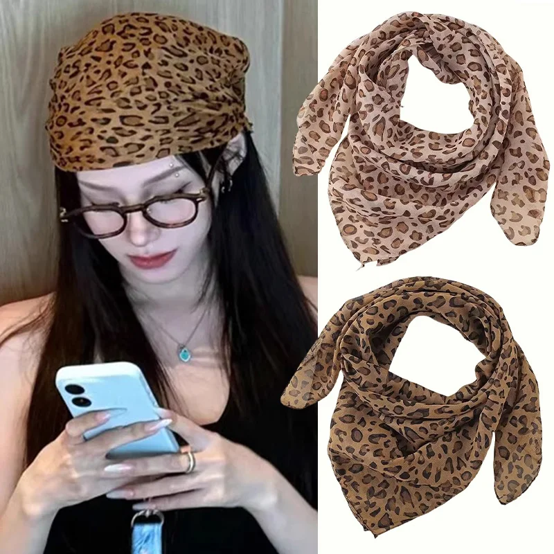 

Vintage Y2K Leopard Headscarf Women High Quality Comfortable Fashion Hairscarf Soft Versatile Scarfs Exquisite Party Accessories
