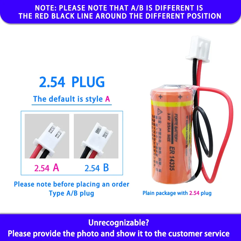 

Forte ER14335 2/3AA Add XH2.54 Plug Disposable Lithium Battery 3.6V Gas Detector Battery Smoke Alarm ER14335H Non-rechargeable