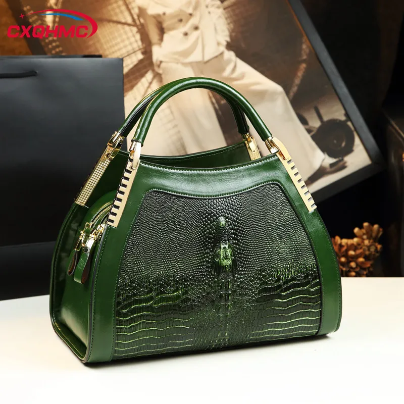 

Crocodile Pattern Leather Women Handbags Fashion Middle-aged Female Mom Bag Shoulder Messenger Bag Multi-layer Large Bags 2024