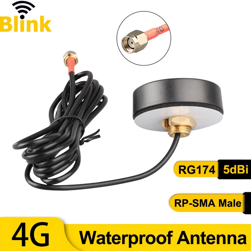 

4G High Gain Waterproof Antenna 698-2700MHz Long Range Amplifier Outdoor DTU Cabinet Signal Booster 5dBi RP-SMA Male RG174 Cable