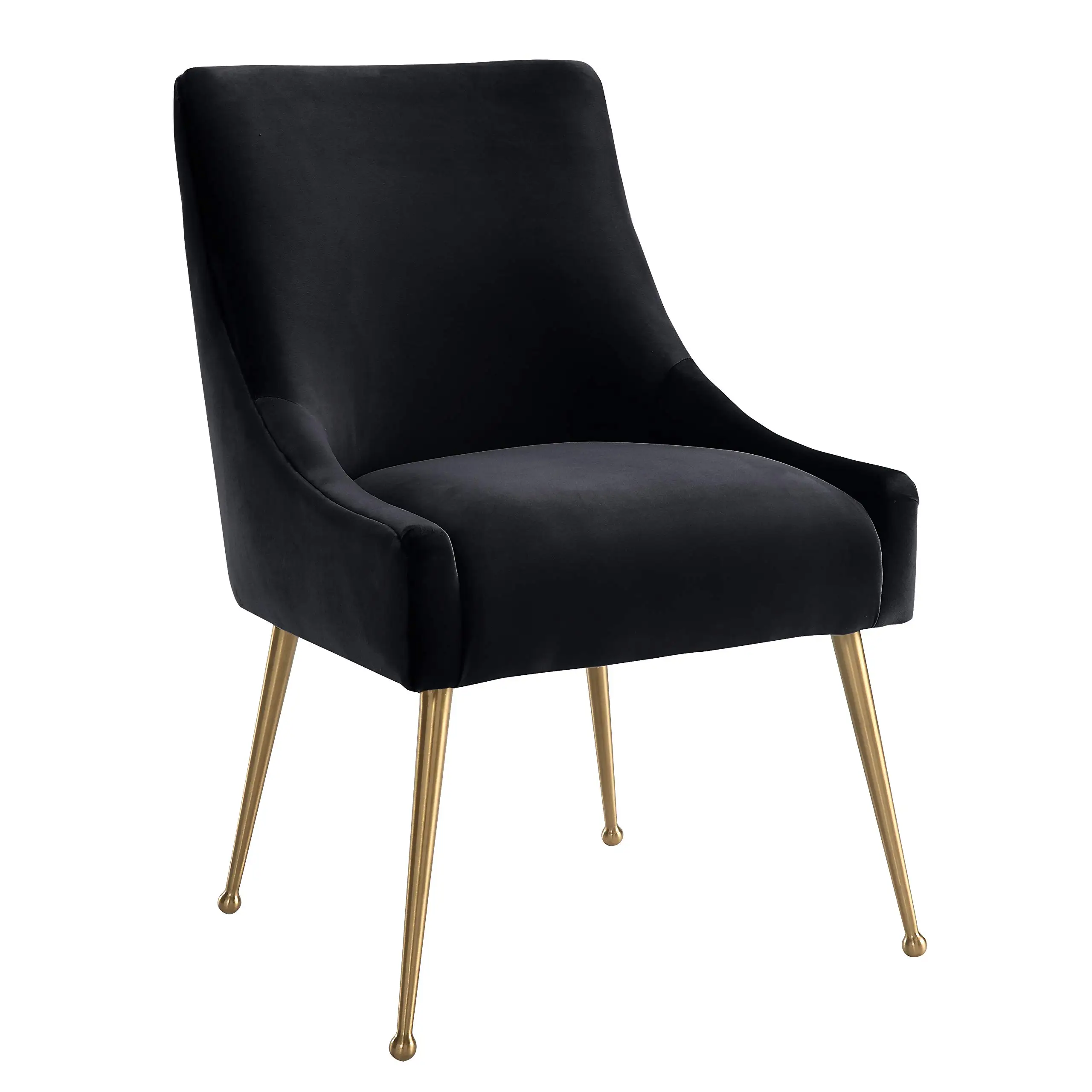 

Modern Velvet Upholstered Side Chair Black Metal Legs