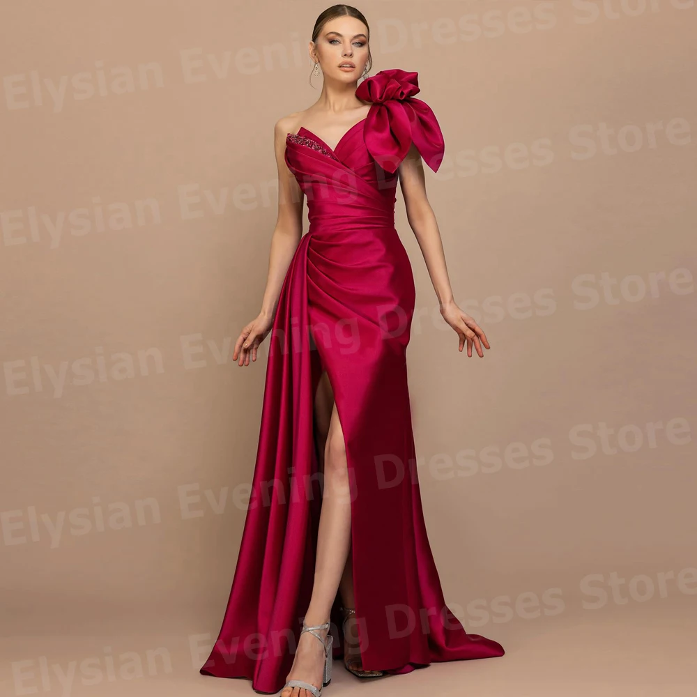 Einfache Meerjungfrau-Abendkleider für Damen, eine Schulter, Ballkleider, ärmellos, sexy, seitlicher Schlitz, formelle Party, individuelle Robe De Soirée