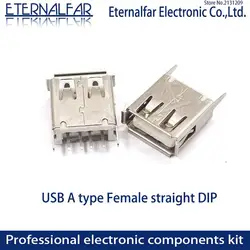 USB 2.0 Interface Connector Socket Type A Female 180 Degree Crimping  DIP Straight Vertical Bend Needle Welding Wire PCB DIY