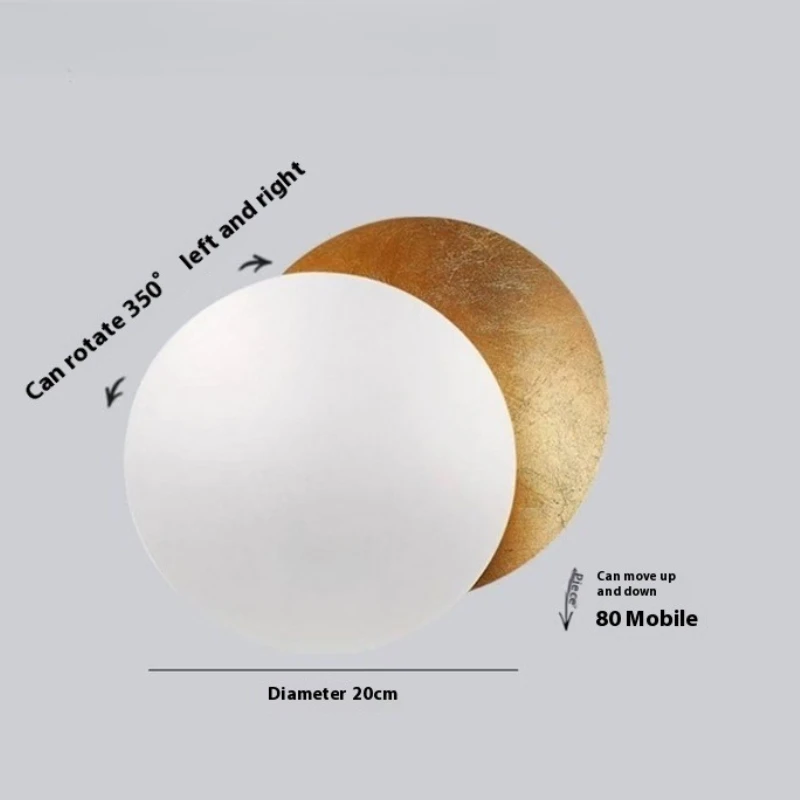 Creatieve Maansverduistering Gangpad Wandlamp Gang Nachtkastje Woonkamer Ronde Goud Koper LED Blaker Trap Gang Licht