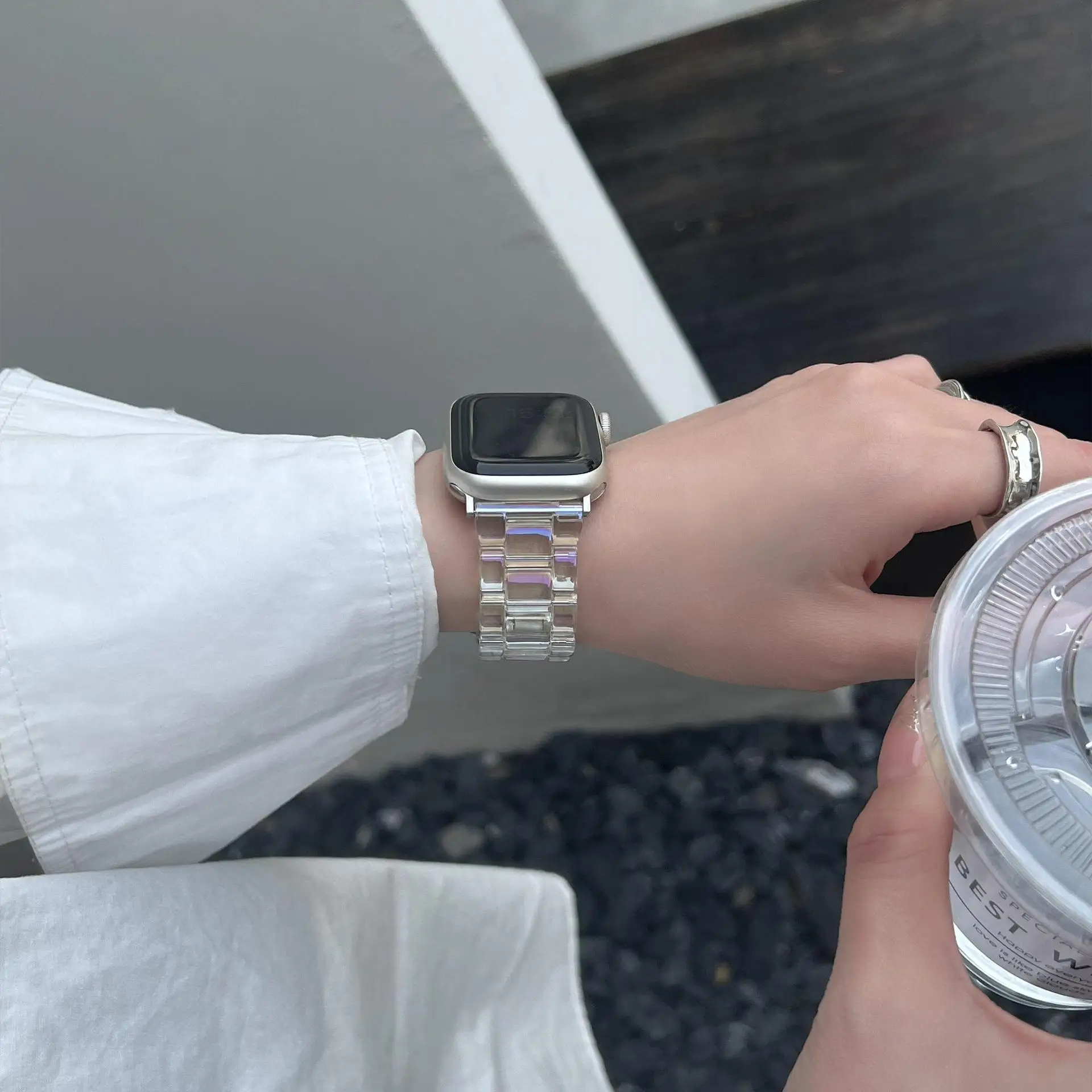 Transparentes Armband für Apple Watch 44mm 45 46 49 38 40 41 42mm Buntes Armband für iWatch Series 12 11 10 9 8 7 6 5 4 SE – Detail 25