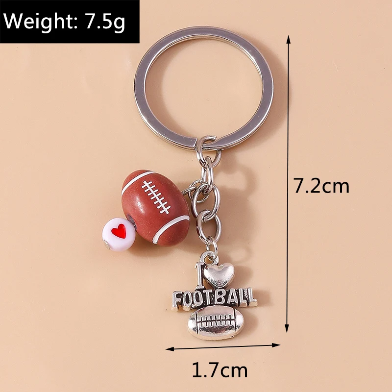 Cute Sports Keychain Funny Baseball Basketball Soccer Charms Keyrings for Women Men Car Key Handbag Hanging Key Chains DIY Gifts
