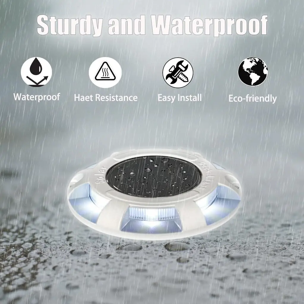 6 pièces voie solaire/pont solaire océan/LED dock lumière solaire d'avertissement étape lumière extérieure bande étanche 600mAh (blanc, paquet, 6)