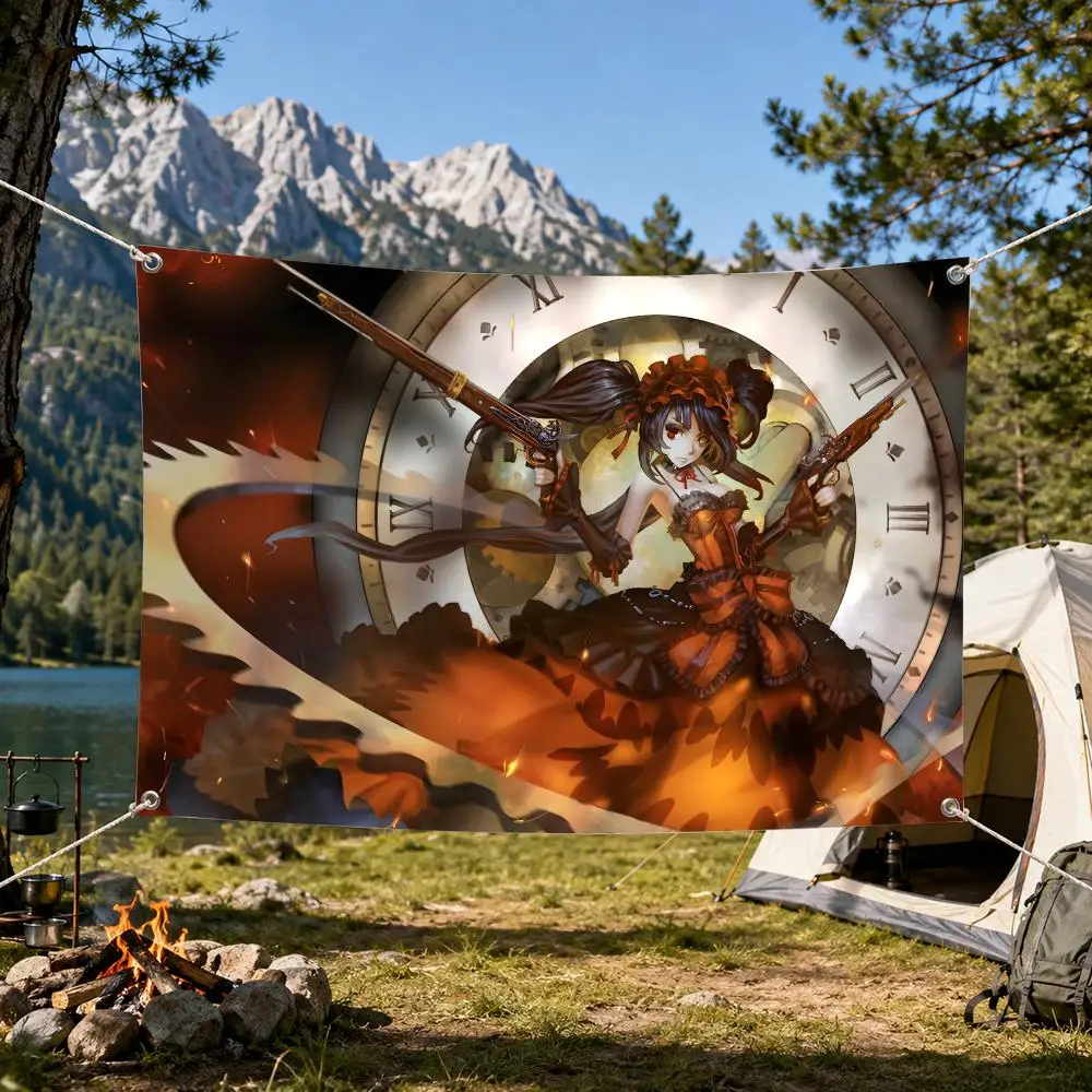 DATE A LIVE Tokisaki Kurumi Flags Aesthetic Wall Tapestry Printed Wall Hanging Living Room Party Outdoor Decor