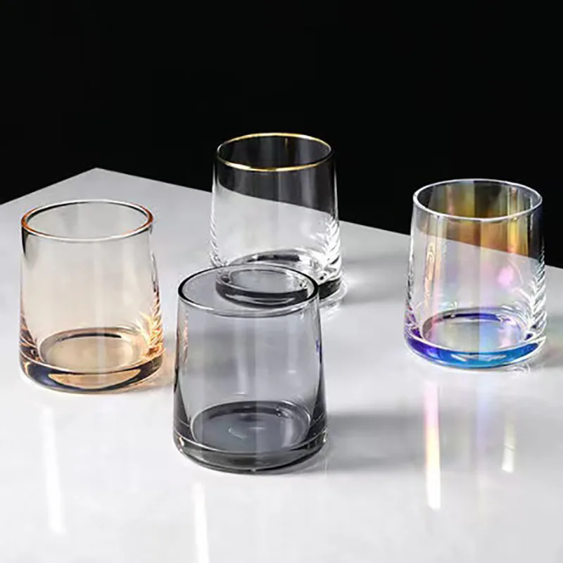 Glass Whiskey Cup Transparent Water Tumbler for Tea Coffee Juice Bar Drinkware Gift