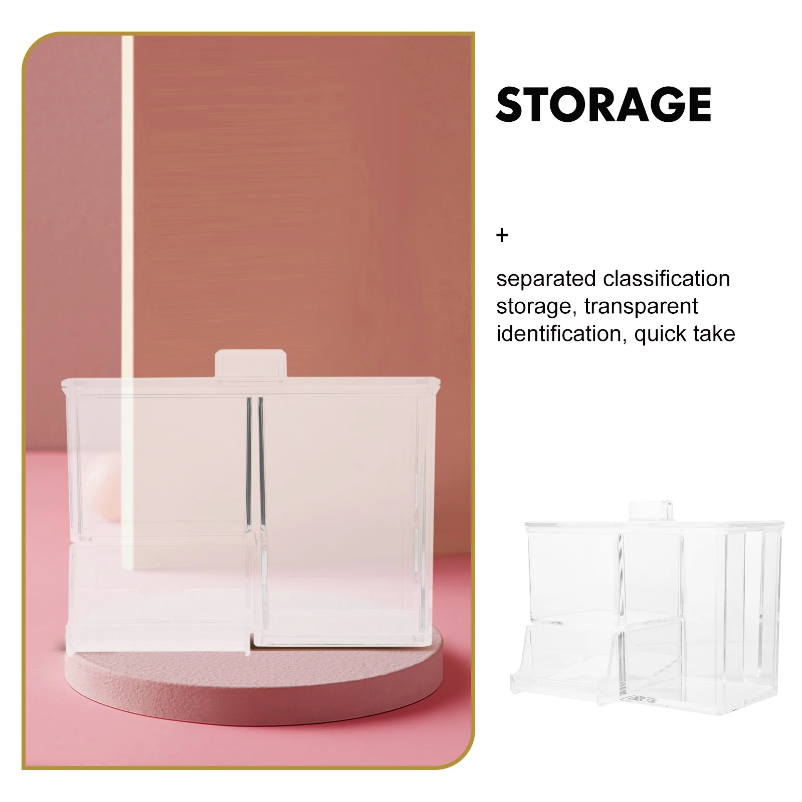 

Cotton Pad Box 3-Compartments Makeup Sponge Case Dry Clean Small Essentials Storage Cotton Pad Box Makeup Sponge Case