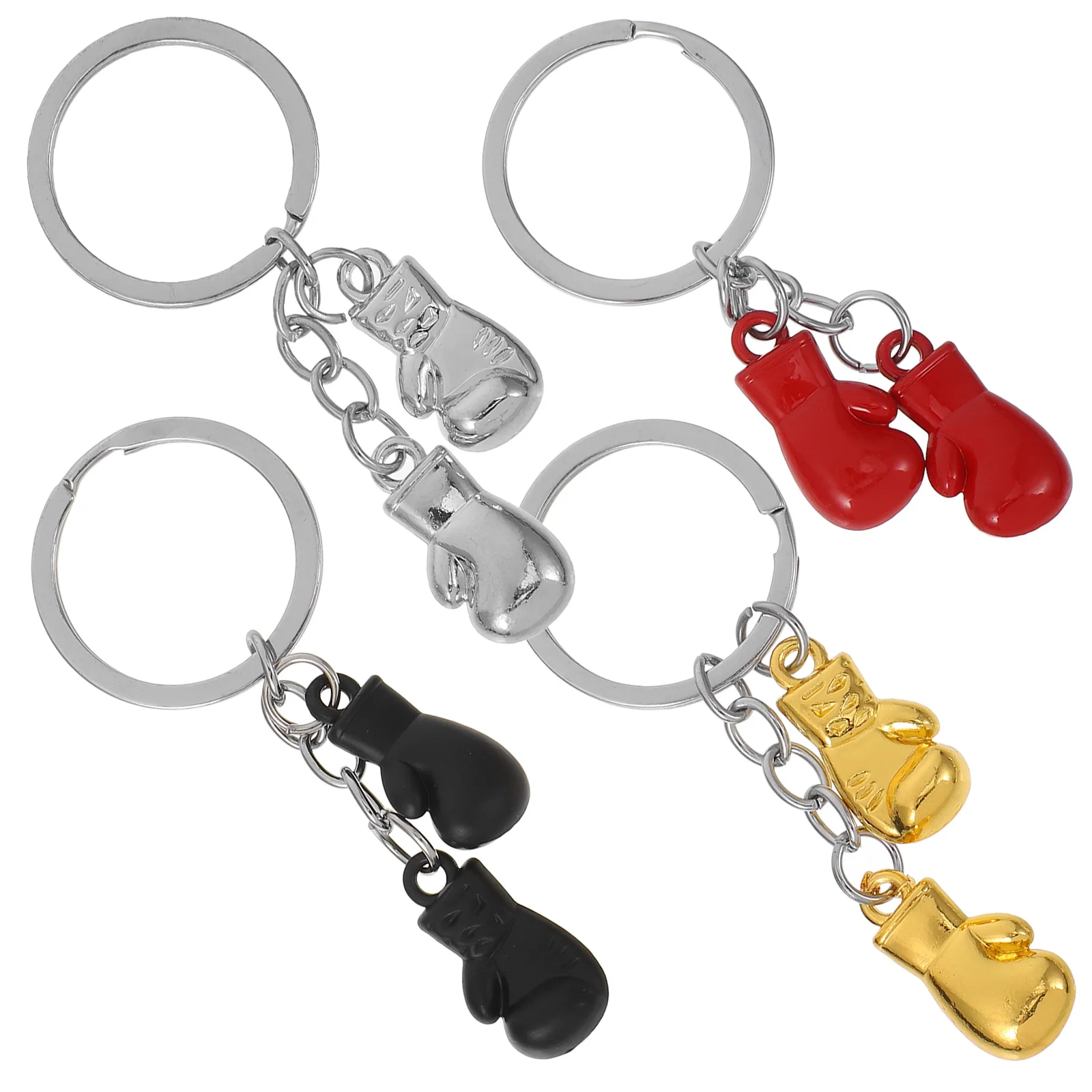 

4Pcs Boxing Keychains 3D Metal Gloves Pendant Zinc Alloy Creative Athletic Decorations Graduation Gifts Students Bag