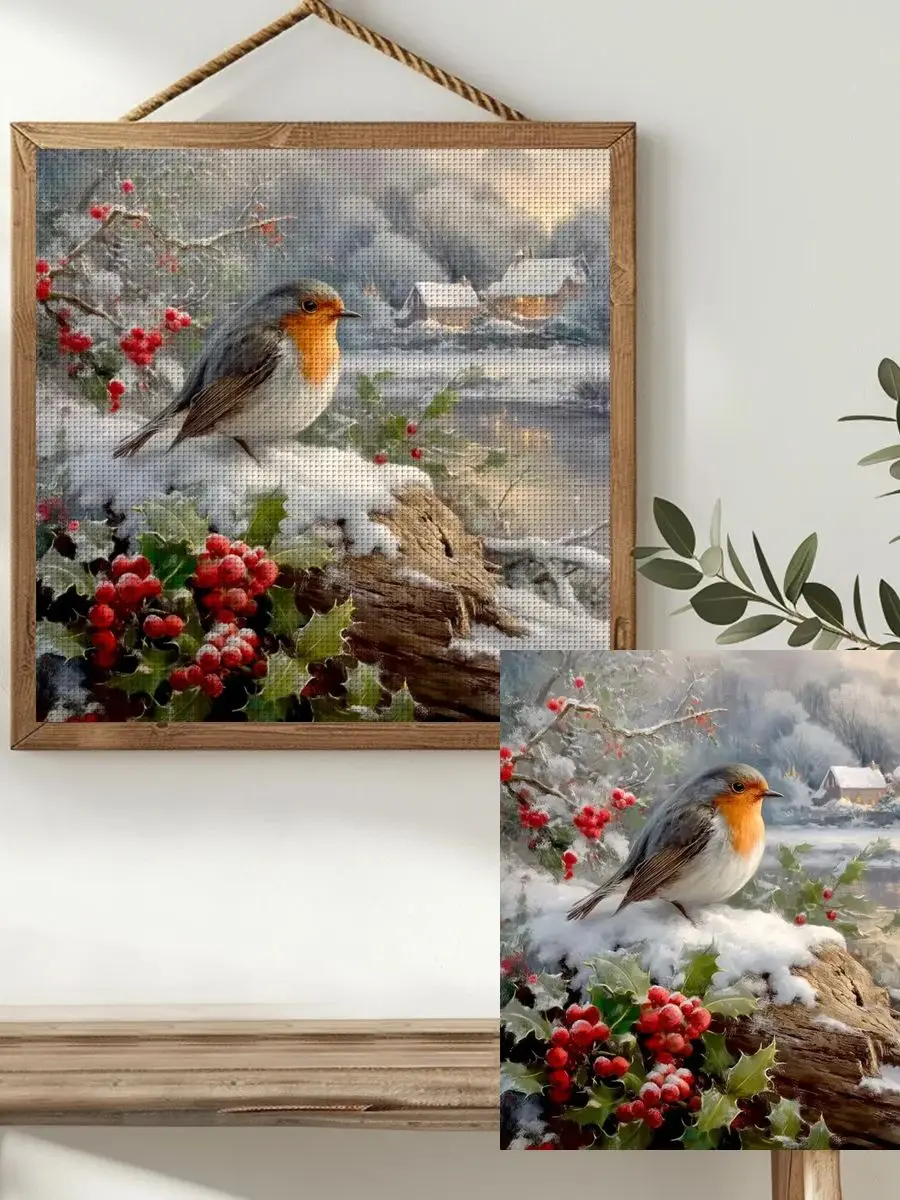 ThreadLux Kreuzstich-Set mit Fadenanleitung 40x40cm/11.8x15.7in Einfach zu Führendes Weihnachtsgeschenk Familien-Dekorations-Kreuzstich-Set – Detail 1