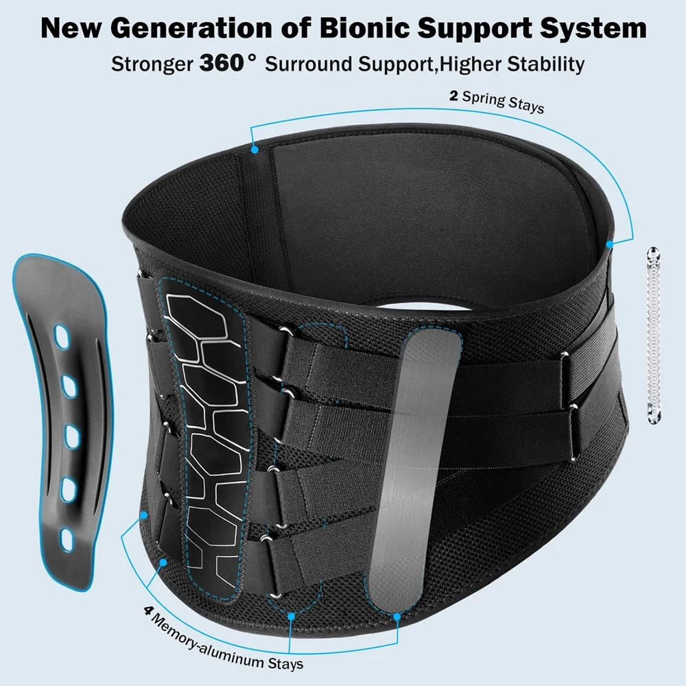 Sports Back Brace Support Lumbar Belts with Lumbar Pad, Ergonomic Design, Suitable for Herniated Discs, Sciatica for Men Women