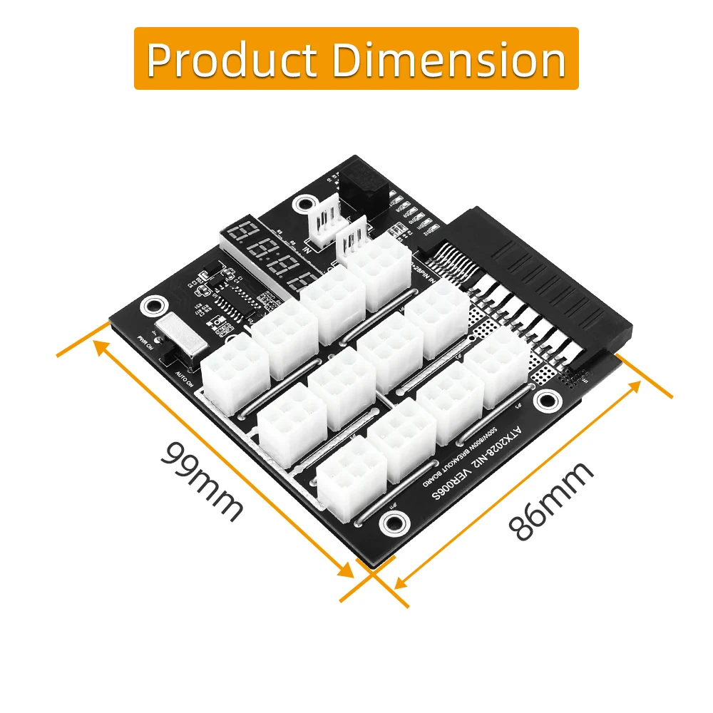 บอร์ดฝ่าวงล้อมบอร์ด HP เซิร์ฟเวอร์ตัวแปลงไฟฟ้าบอร์ดเชื่อมต่อ6Pin พอร์ต ATX 12 GPU PSU เซิร์ฟเวอร์แหล่งจ่ายไฟบอร์ดสำหรับ Miner BTC