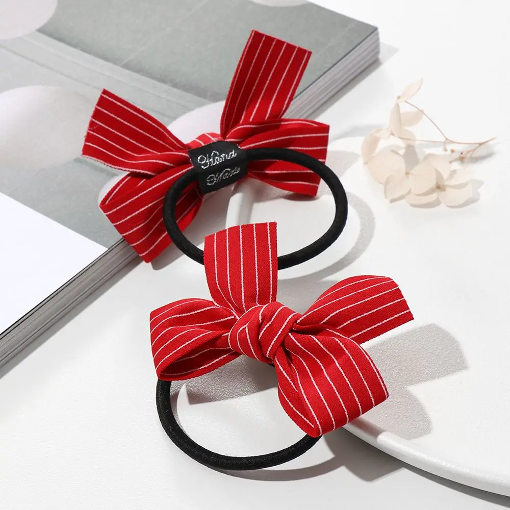 

2pcs/set Fashion Red Bowknot Cute Hair Rope Double Horsetail Headwear Head Rope