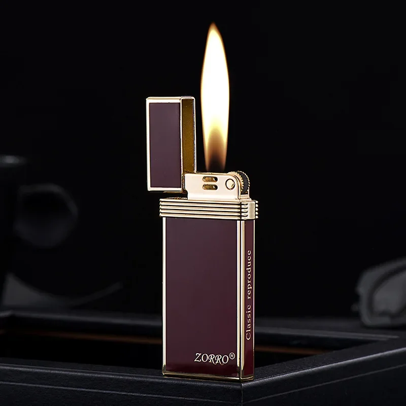 Zorro Z723 Retro Gold Belt Inflatable Lighter Thin Creative Open Flame Grinding Wheel Ignition Lighter Men's Holiday Gift