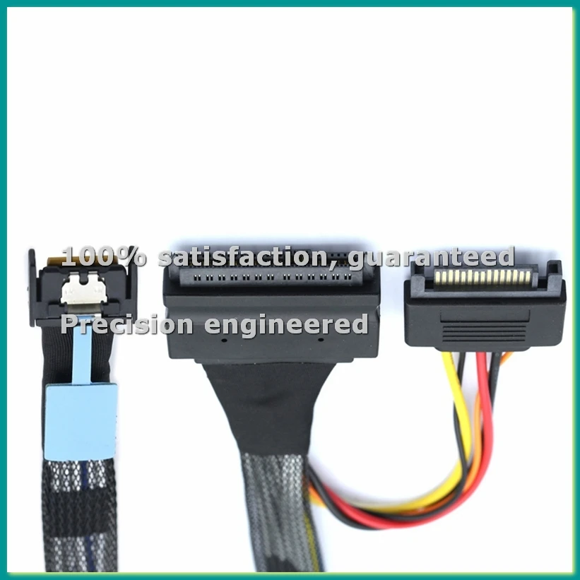 

Кабель-адаптер Gen5 MCIO Slimline SFF-8654 4I на SAS 8639 U.2 + кабель питания 15P, 0.5м - TCES