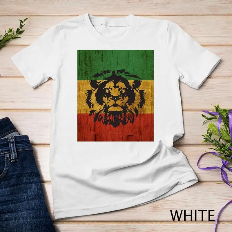 تي شيرت Rasta Reggae Lion Flag جامايكا لمحبي Rastafari للجنسين