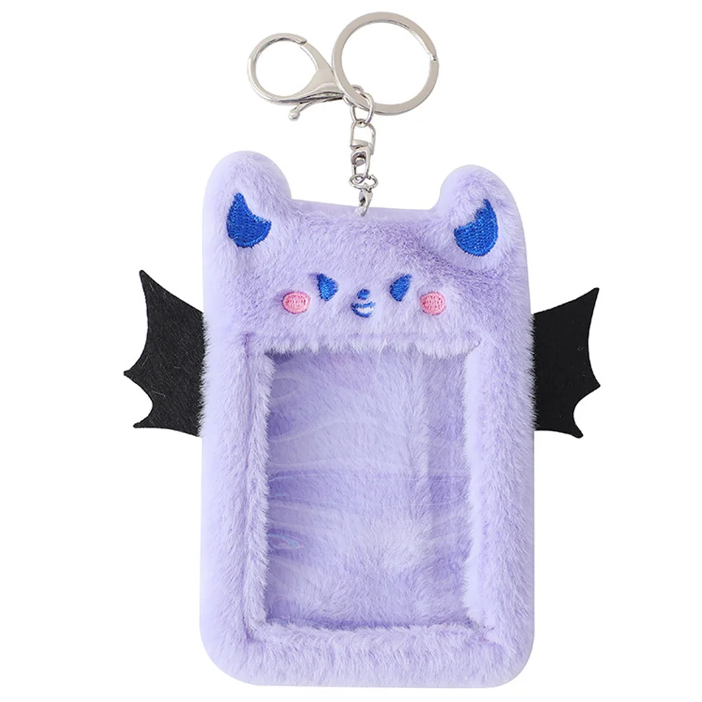 

Plush Card Holder Key Chain Cartoon Id Holders Sleeves Alloy Badge Student Girl Visible