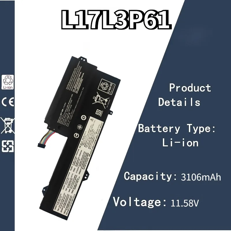 

11.58V 3106mAh L17L3P61 Laptop Battery For Lenovo Ideapad Yoga 720-12IKB 330 11IGM 320S-13IKB Flex 6 7000-13 L17M3P61 C3P61