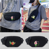 Women Chest Messenger Bags Travel Waist Bag Flower Letter Series Pattern Shoulder Crossbody Bag Outdoor Sports Waist Storage Bag