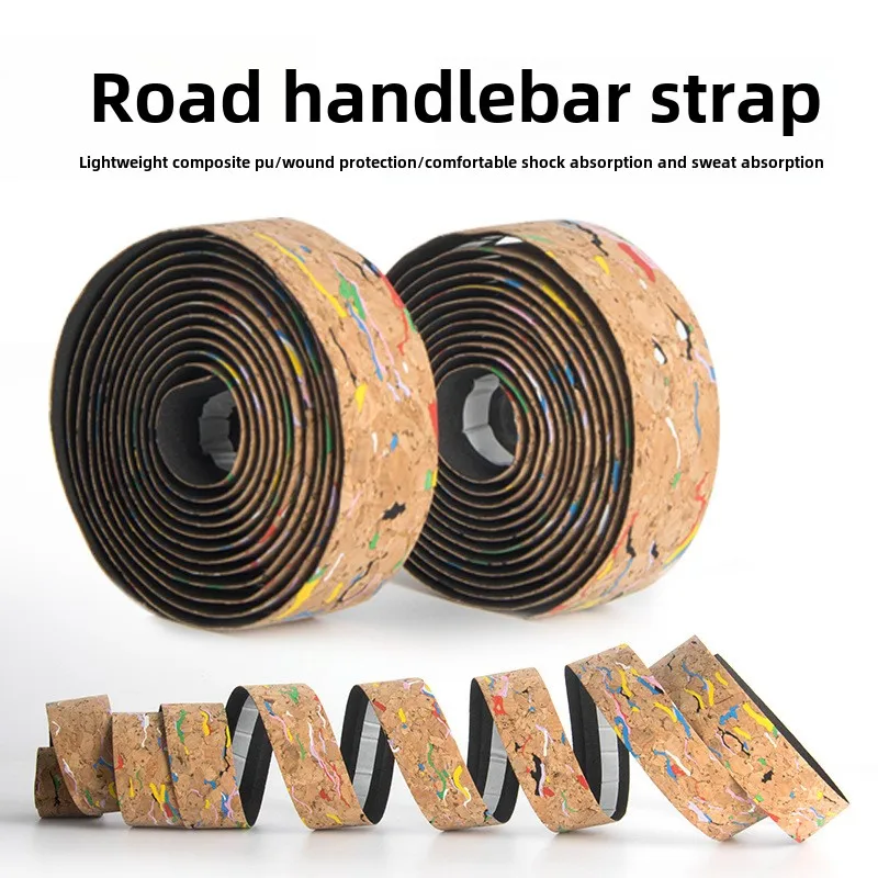 High Quality Handlebar Tape Set Natural Tan Brown Road Race Track Drop Bar Bike Non-slip Shock Absorption Sawdust Grain Tape