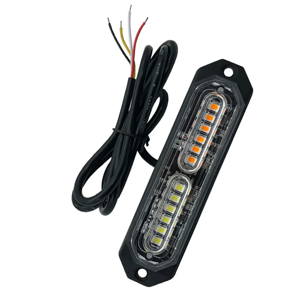 Truck 12LED Mini Grille Strobe Warning Light Side Strobe Light Amber/White LED Surfa-ce Mount Emergency Strobe Flashing Lights