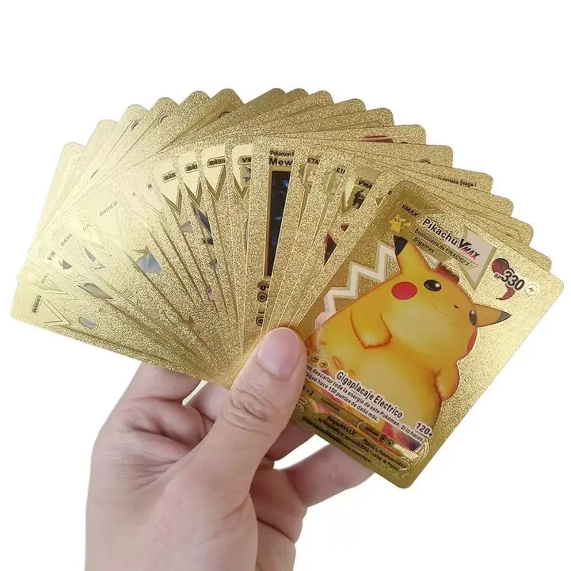 Cartas de Pokémon de Anime de 11-55 piezas, caja de cartas de entrenador de batalla de colección rara, regalos de juguetes para niños, oro y plata, Vmax, GX, Charizard, Pikachu