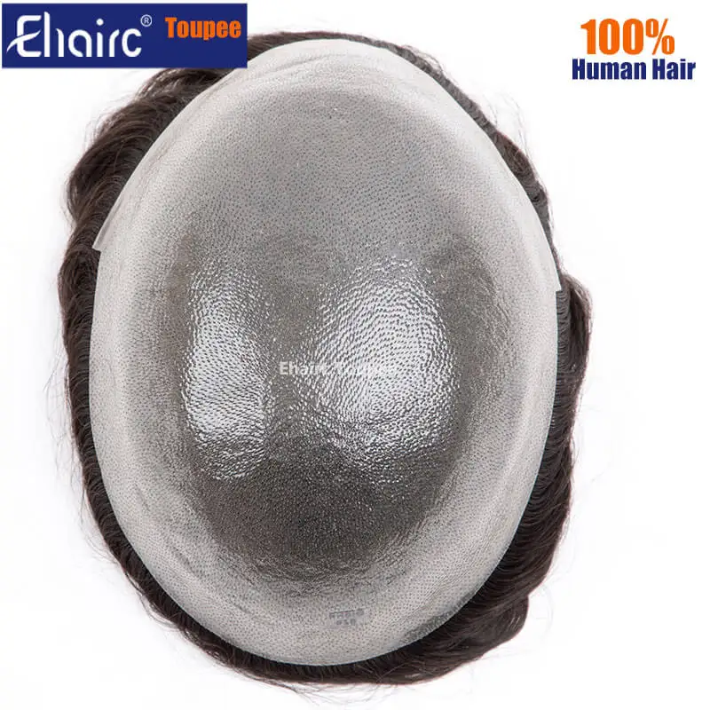 Premium Durable Knotted Microskin Male Hair Prosthesis 0.12MM Men\'s capillary prothesis 6\