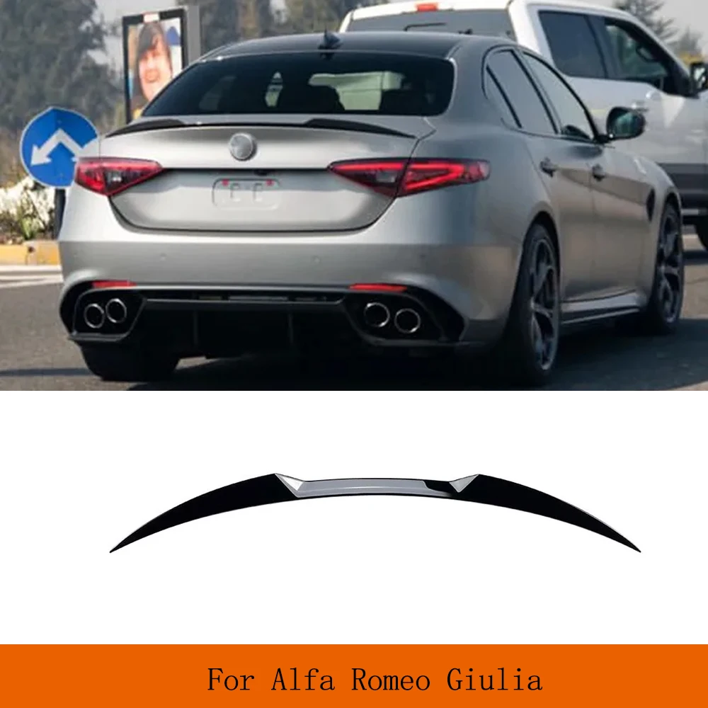

ABS Carbon Look Car Rear Spoiler Wing Trunk Lip For Alfa Romeo Giulia Spoiler Sedan 2015-2021 Rear Trunk Spoiler Boot Wing Black
