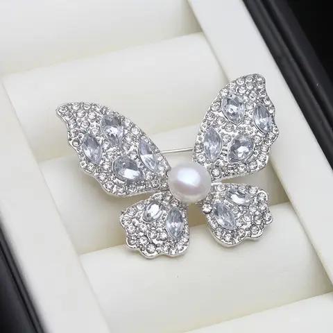 Fashion Natural Freshwater Pearl Brooches For Women,Real White Pearl Brooch Wife Mother Birthday Gift