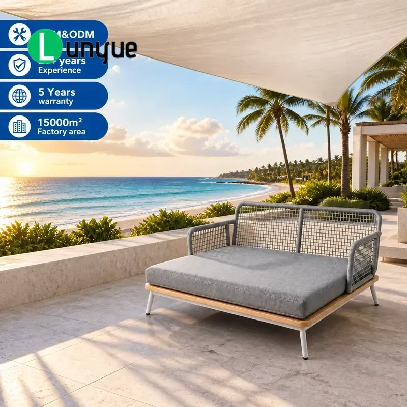 Modern Outdoor Lounge Chair Woven Rope Cushion Poolside Garden Hotel Resort Furniture Comfortable Durable Weather Resistant