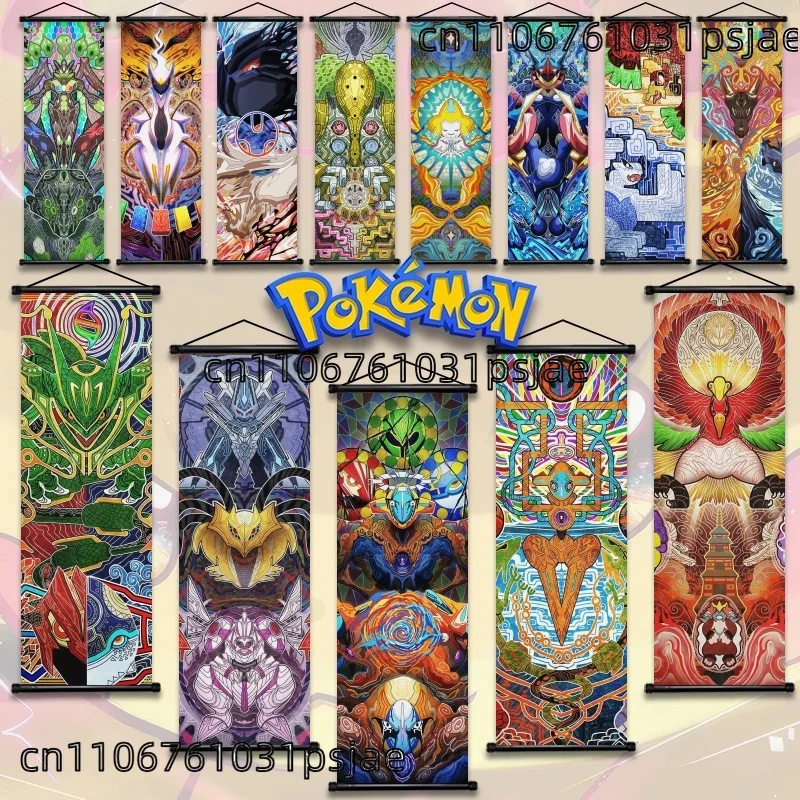 

Pokémon Many Characters Mewtwo Charizard Ho - Oh Art Fabric Scroll Hanging Poster Series - Retro - Style Decor for Fans' Spaces