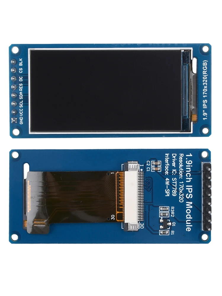 IPS Full Angle TFT Display Screen, High-Definition LCD Color Display Module, SPI Serial Port, Novo, 1.9 ", 170x320