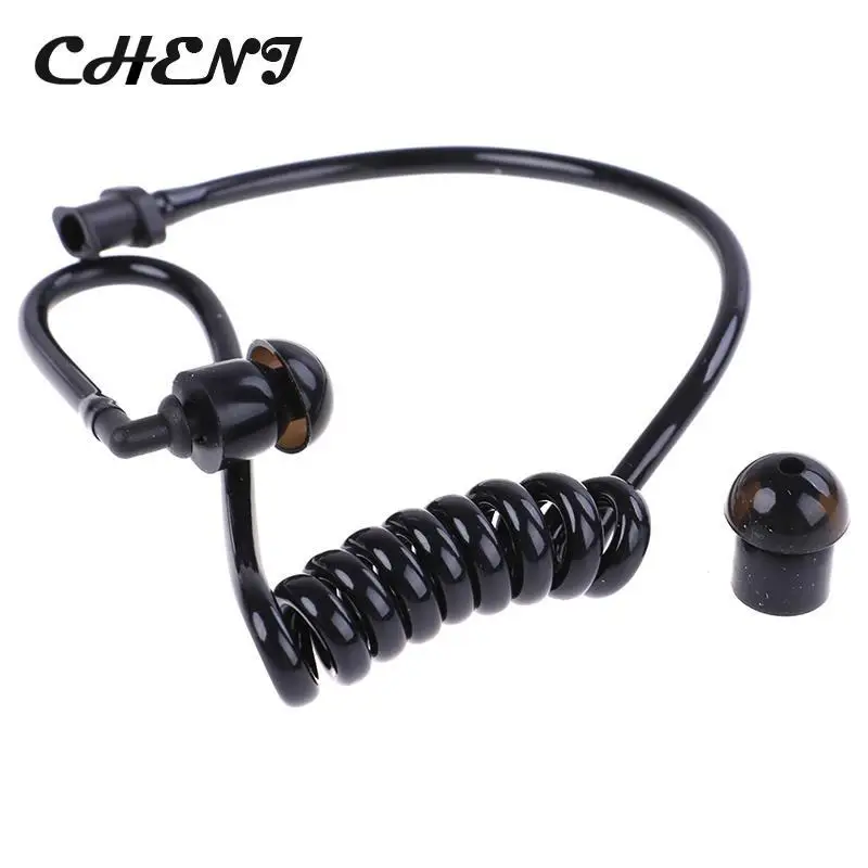 Black Replacement Coil Acoustic Air Tube Earplug For Radio Earpiece Headset