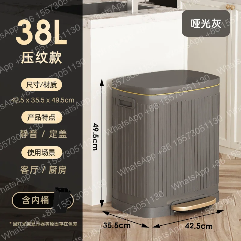 Stainless Steel Hotel Trash Can  Dual-Bin Large Capacity Kitchen Waste Bin  Pedal Office Paper Basket  Wide-Open Lid Design