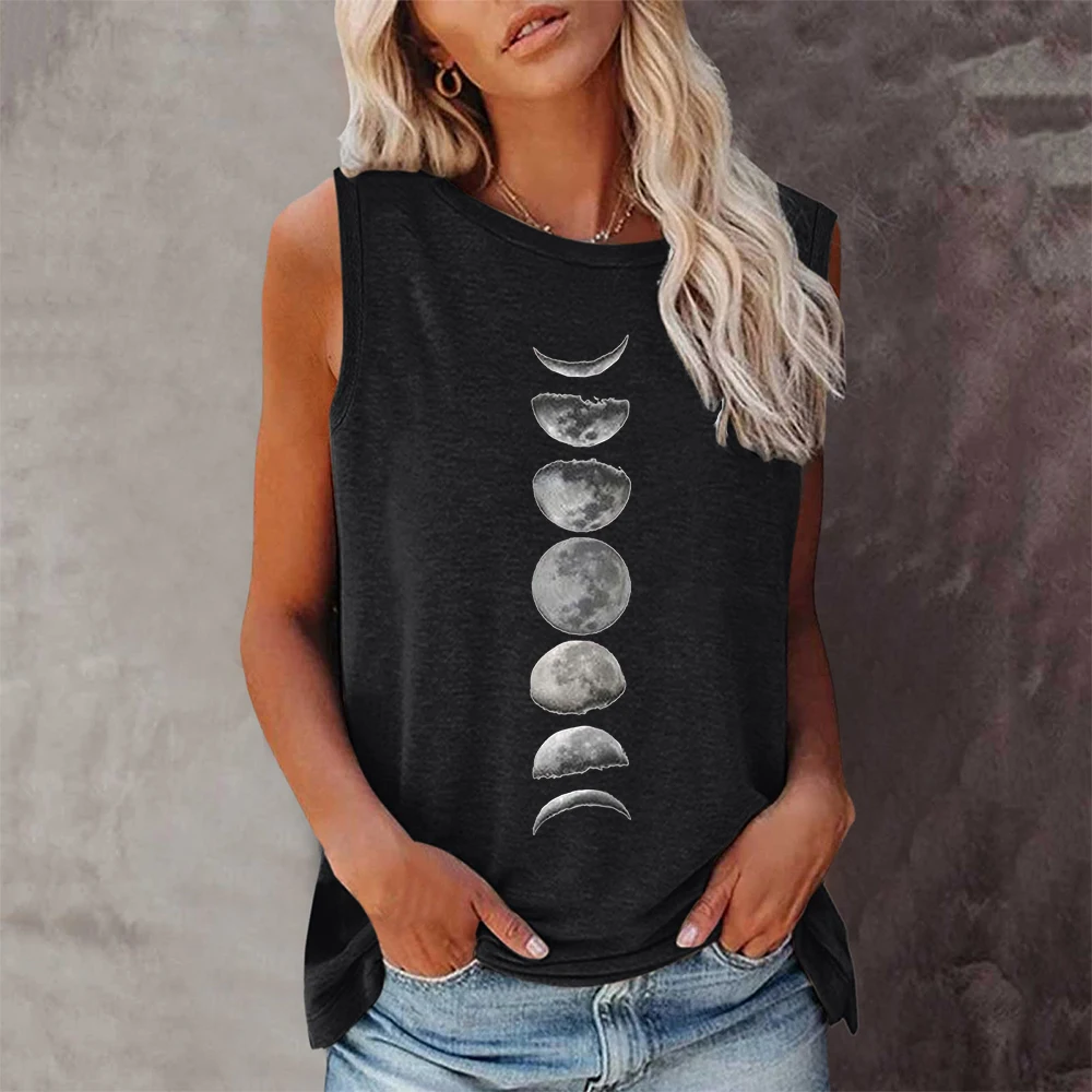 Summer Fashion Moon 3D Print Tank Tops Women Streetwear Oversized Harajuku O-Neck Vest Off Shoulder Sleeveless Woman Camisole