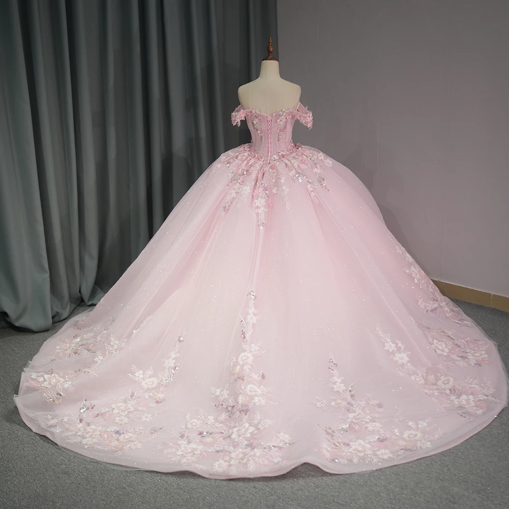 Pink 2024 Quinceanera Dresses Lace Appliques Beading Scoop Cap Sleeve Novelty Customized Ball Gowns Vestidos De 15 Años DY6762