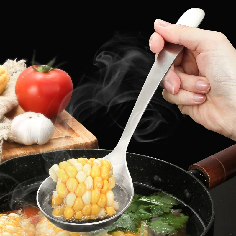 Deepen Big Ramen Bouillon Spoon Long Handle Soup Ladle Stainless Steel Tablespoons Kitchen Tableware Cooking Utensils