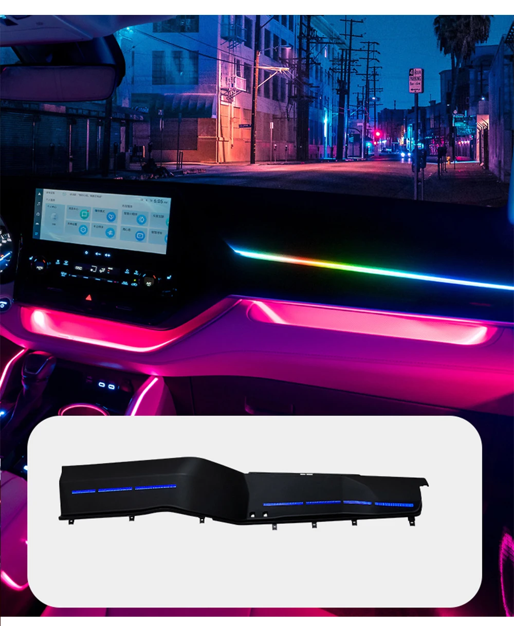 ترقية سيمفوني Led سيارة الداخلية المحيطة ضوء لتويوتا هايلاندر 2022-2025 جو قطاع اكسسوارات الديكور