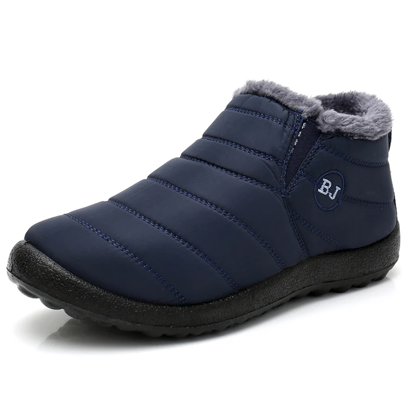 Snow Boots for Men in Winter with Plush and Thick Insulation Feathers, Waterproof and Anti Slip Cotton Shoes