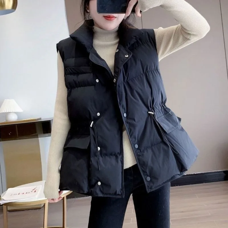 

Warm Vests Coat for Women Winter Fashion Sleeveless Casual Elegant Solid Pockets Cozy All-match Waistcoat Ulzzang Vintage Daily