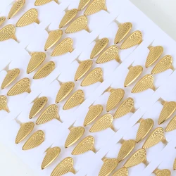 24 Pcs/Lot Adjustable Size Stainless Steel Waterproof Angel Wing Rings Fashion Jewelry Party Gifts