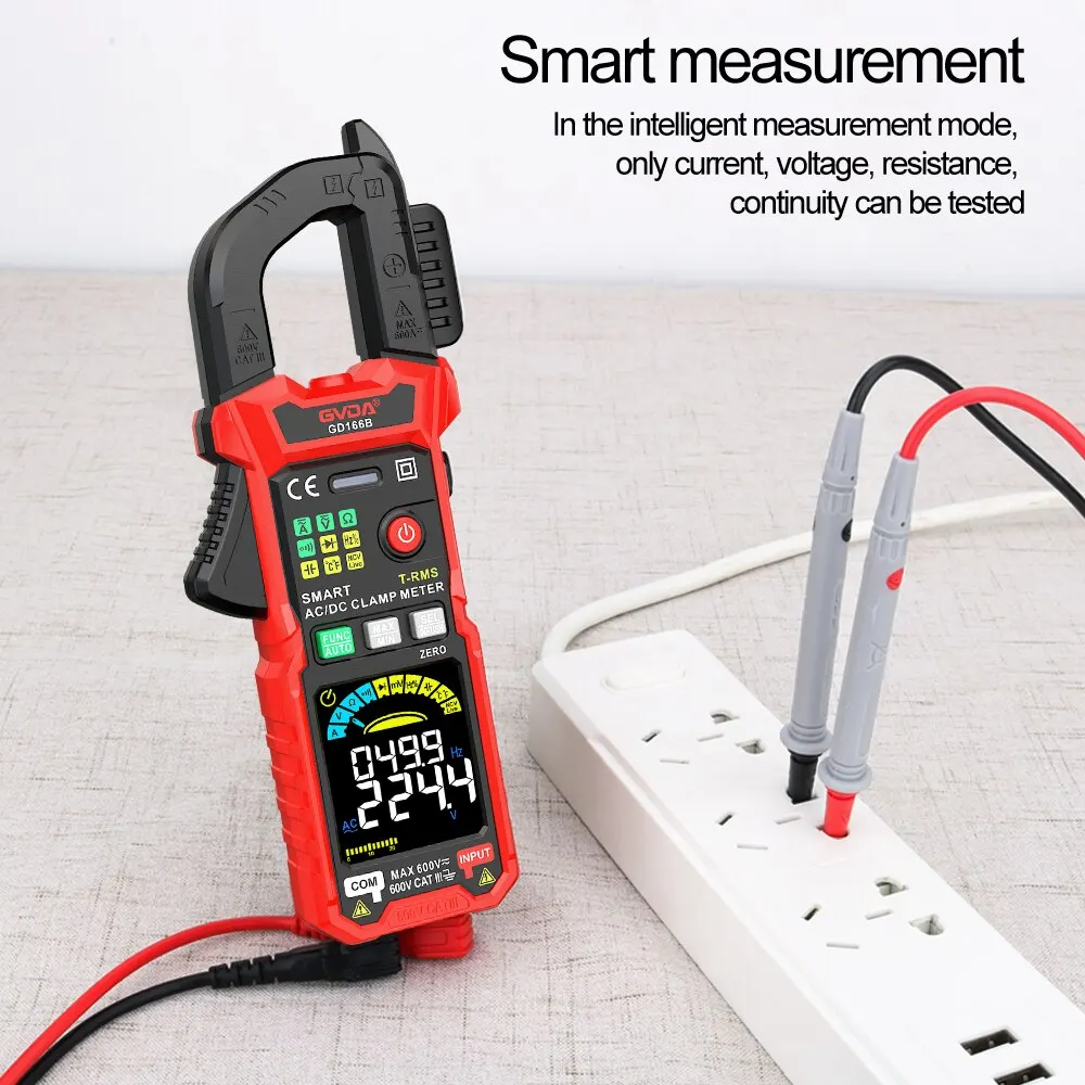 GVDA Clamp Meter Digital Multimeter DC/AC Current 6000 Counts Car Amp Hz Capacitance NCV Temperature Ammeter Voltage Ohm Tester